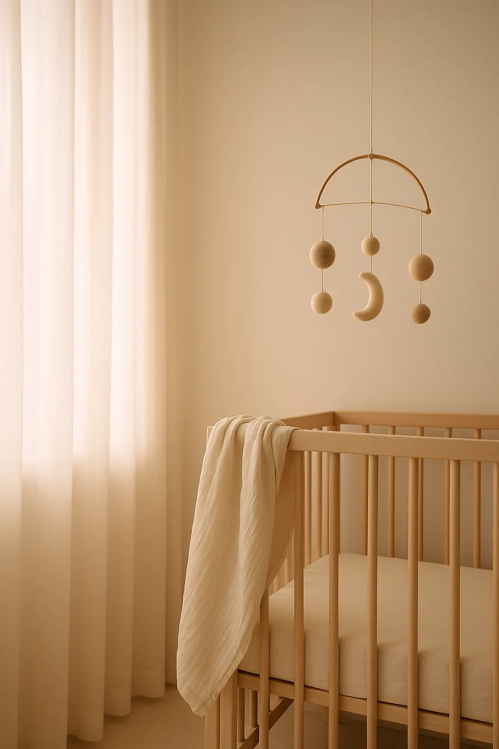 A softly lit nursery corner, ready and waiting