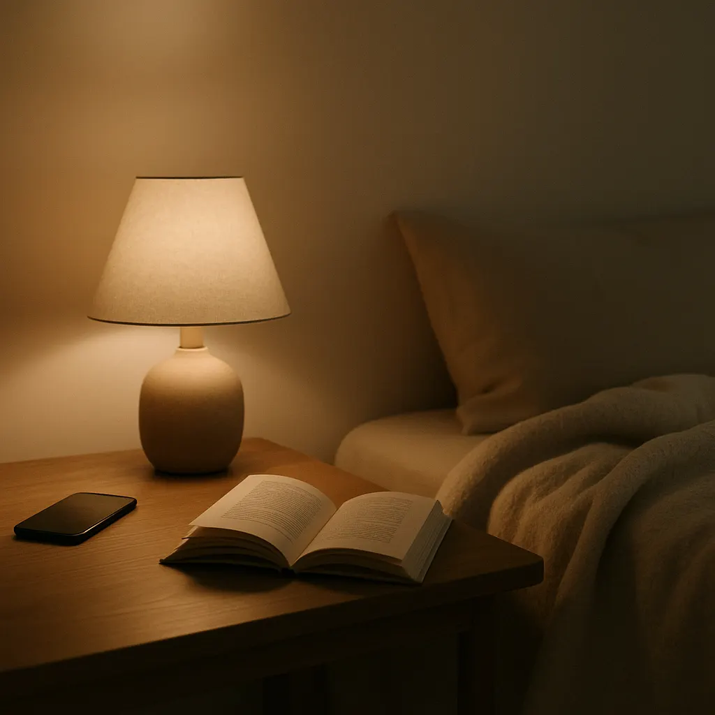 A lamplit room in the quiet hours of the night